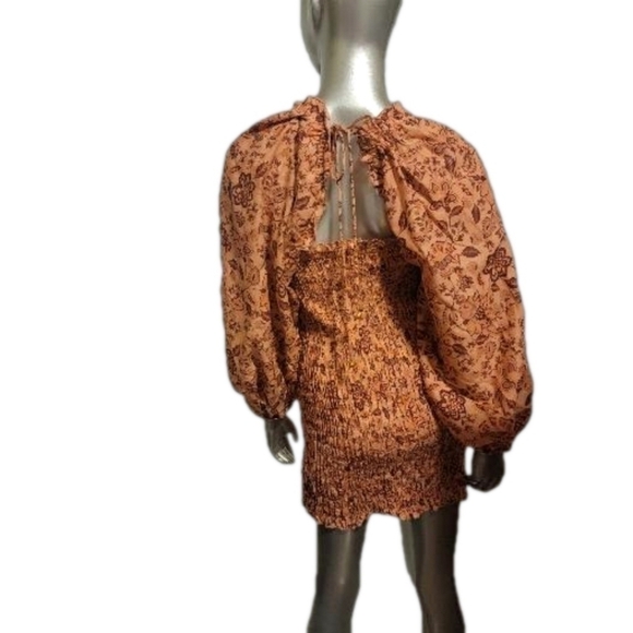 Free People Smock It To Me Dress Apricot Rust Size Small - Picture 4 of 13